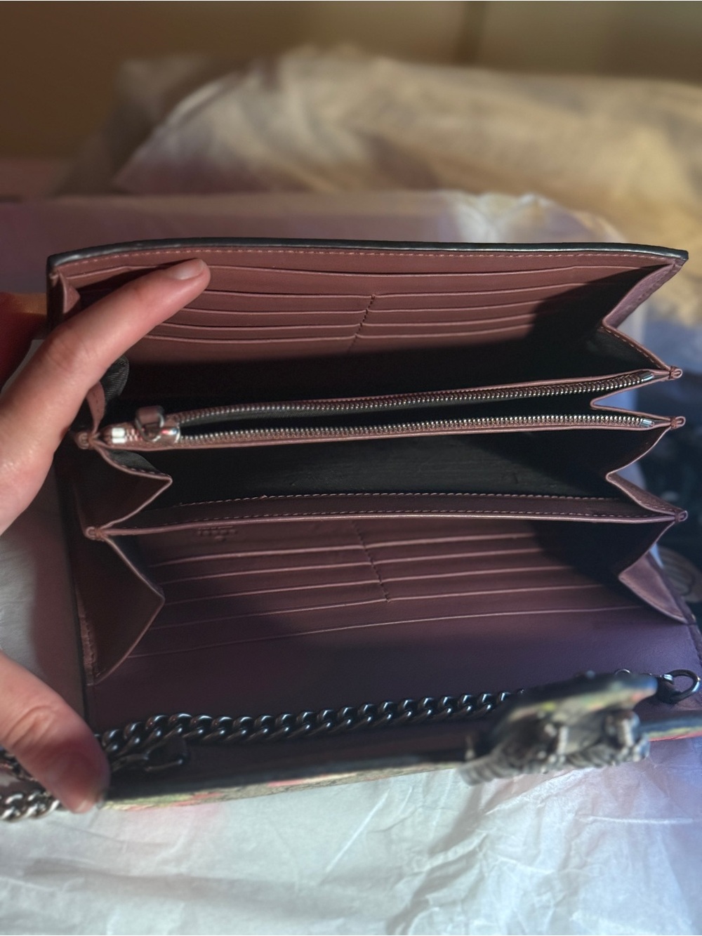 Like-New GUCCI Dionysus GG Blooms Wallet On Chain Bag - Picture 10 of 16